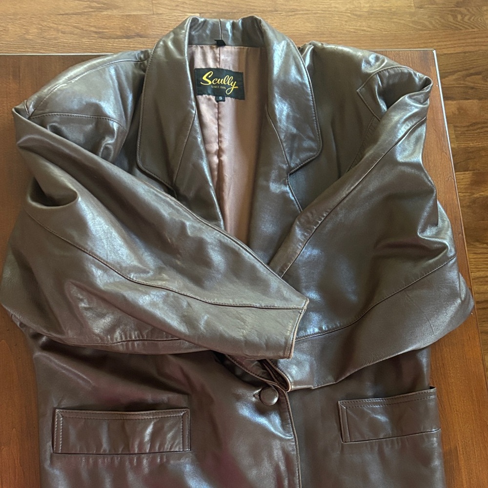 Scully Dark Brown Vintage Leather trench coat